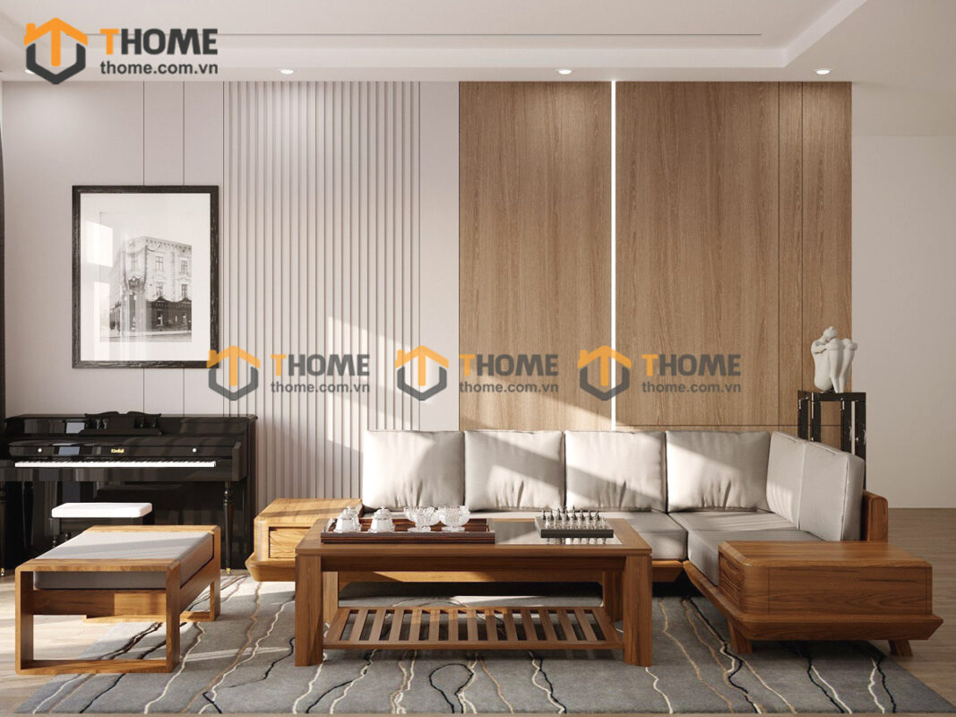 Sofa DW Gỗ Sồi Tự Nhiên Chân Vuông Màu Óc Chó SFĐ-20SN