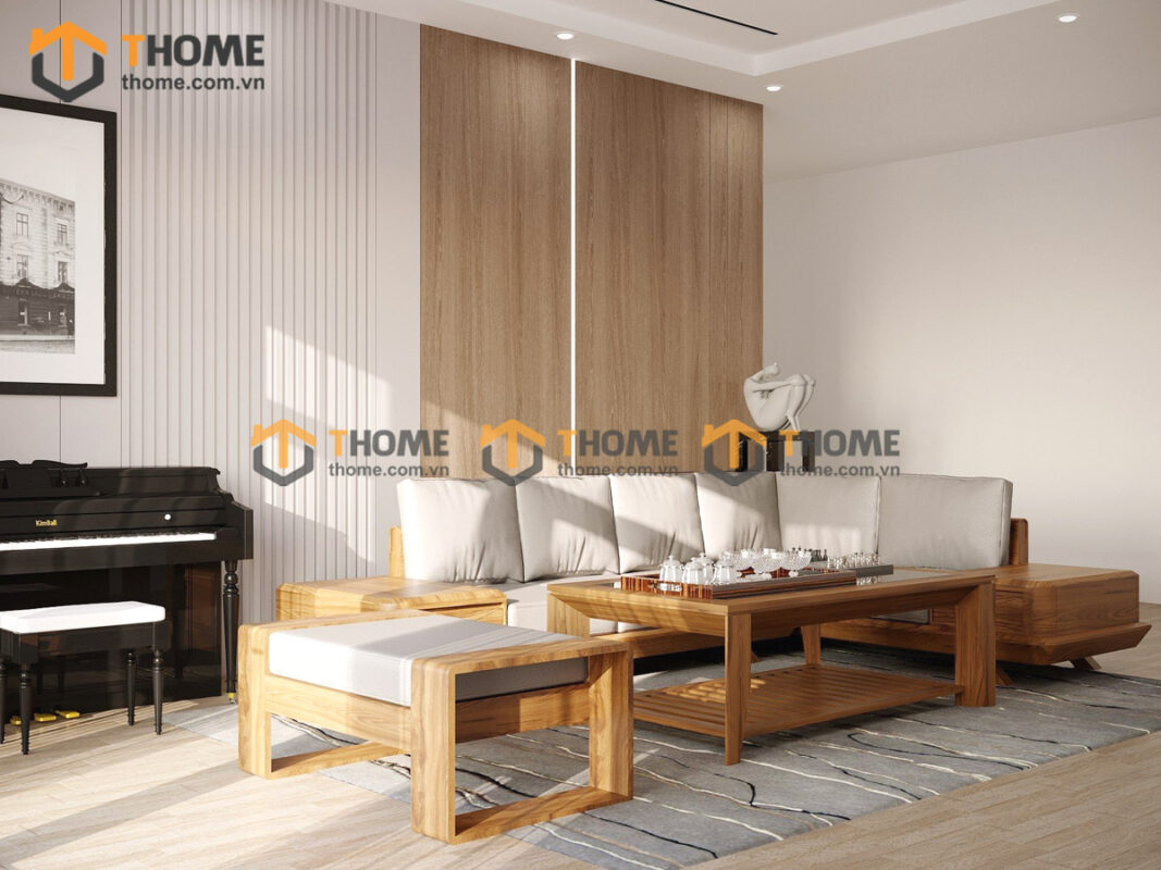 Sofa DW Gỗ Sồi Tự Nhiên Chân Vuông Màu Óc Chó SFĐ-20SN