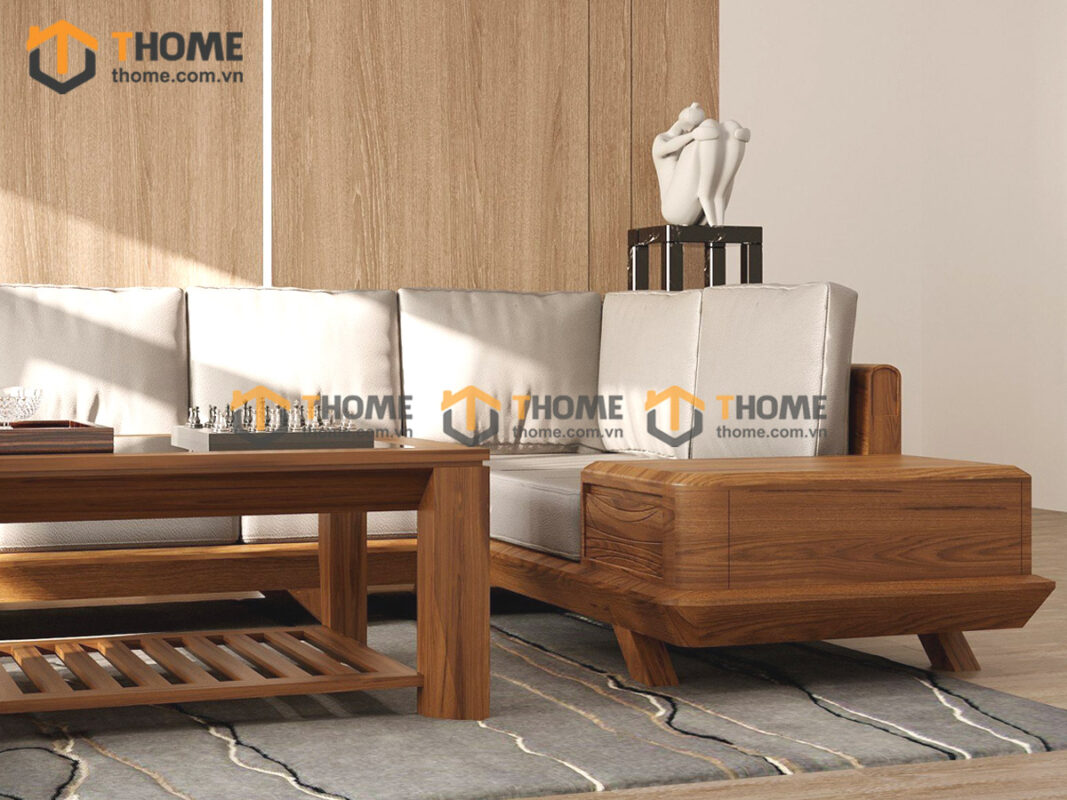 Sofa DW Gỗ Sồi Tự Nhiên Chân Vuông Màu Óc Chó SFĐ-20SN