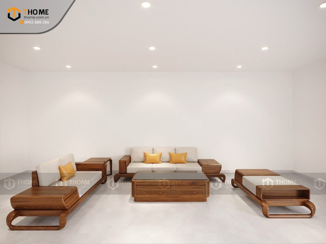 Sofa gỗ sồi tự nhiên Michael Kors đối chân xoắn màu óc chó