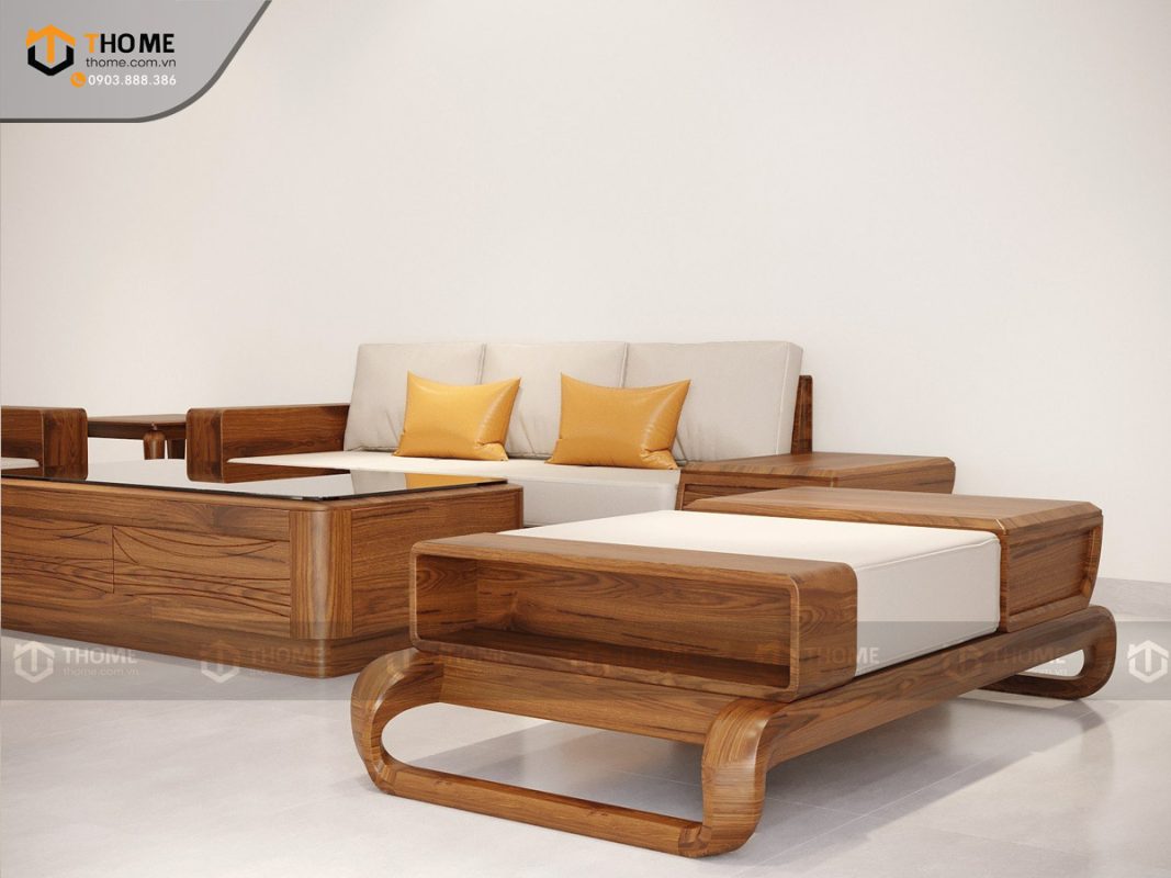 Sofa gỗ sồi tự nhiên Michael Kors đối chân xoắn màu óc chó