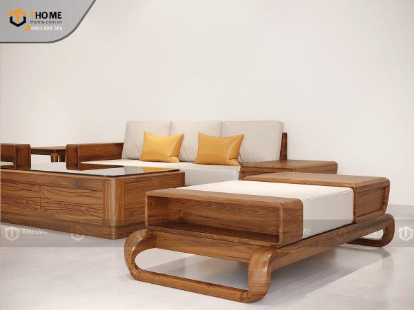 Sofa gỗ sồi tự nhiên chân xoắn Michael Kors màu óc chó