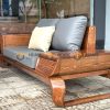 Sofa Gỗ Sồi Tự Nhiên Michael Kors Chân Xoắn Màu Óc Chó SFĐ-02SN