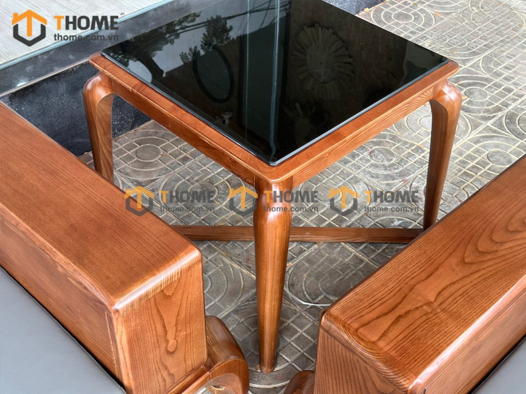 Sofa gỗ sồi tự nhiên Michael Kors đối chân xoắn màu óc chó