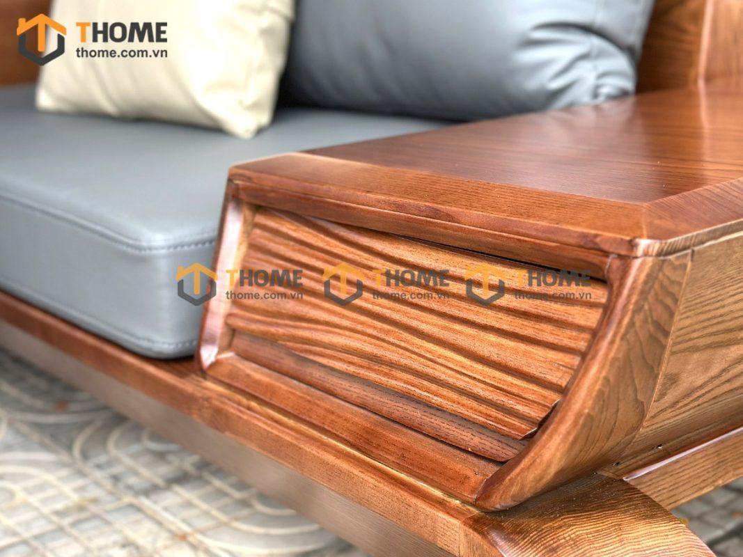 Sofa gỗ sồi tự nhiên Michael Kors đối chân xoắn màu óc chó