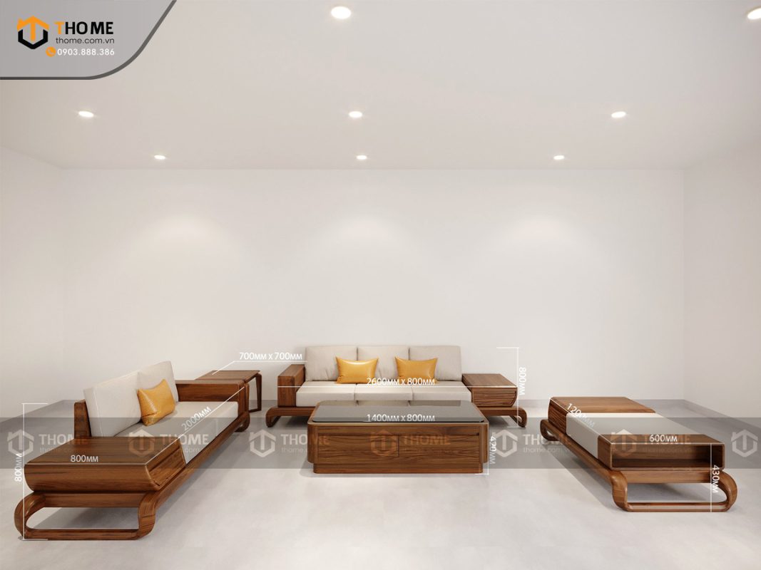 Sofa gỗ sồi tự nhiên Michael Kors đối chân xoắn màu óc chó