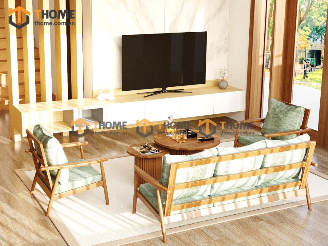 Sofa Cogo Gỗ Sồi Tự Nhiên Màu Óc Chó 1.8m SFN-08SN