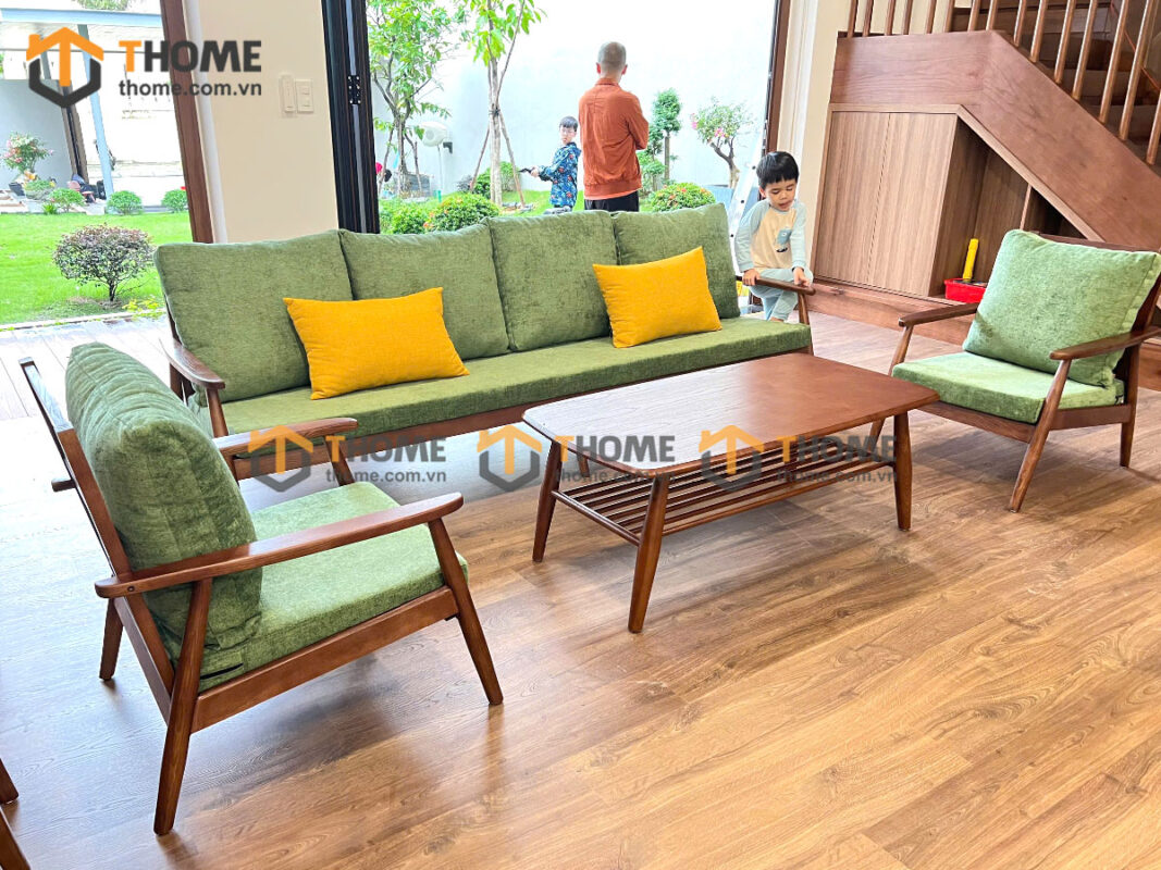 Sofa Cogo Gỗ Sồi Tự Nhiên Màu Óc Chó 1.8m SFN-08SN