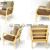 Sofa Cogo có tay màu tự nhiên 1.6m SFN-09SN