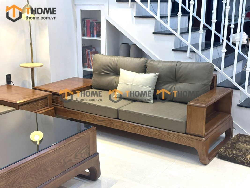 Sofa đối Bulova chân vuông màu óc chó SFĐ-04SN