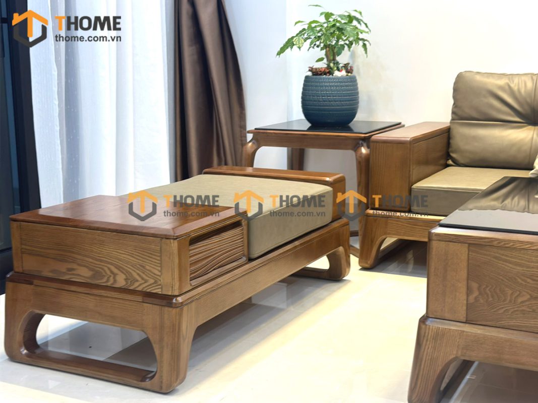 Sofa đối Bulova chân vuông màu óc chó SFĐ-04SN