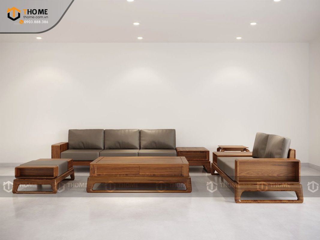 Sofa đối Bulova chân vuông màu óc chó SFĐ-04SN