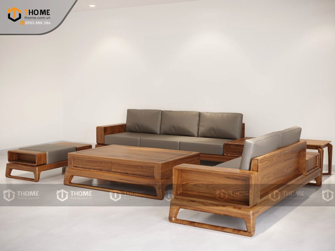 Sofa đối Bulova chân vuông màu óc chó SFĐ-04SN