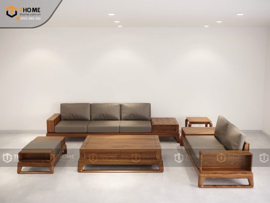 Sofa đối Bulova chân vuông màu óc chó SFĐ-04SN
