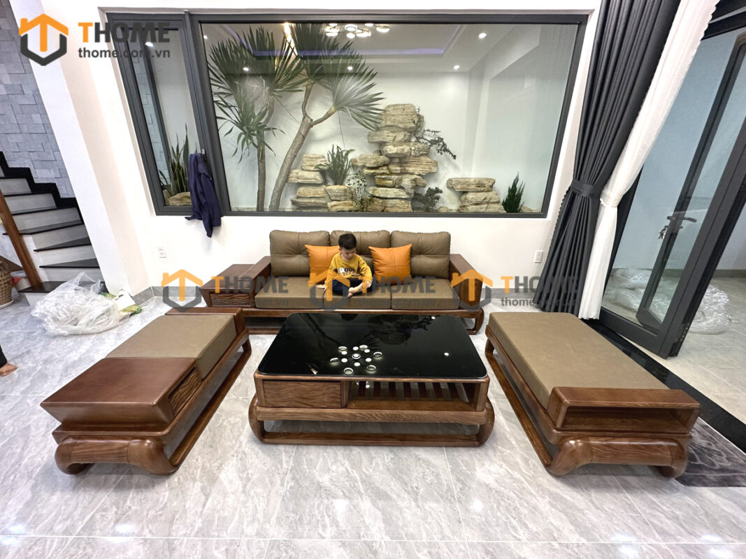 Sofa Baby-G Gỗ Sồi Tự Nhiên Chân Đùi Gà Màu Óc Chó SFĐ-10SN