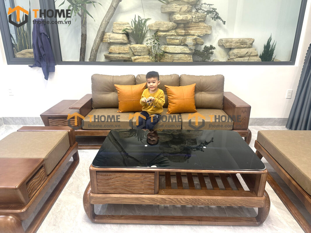 Sofa Baby-G Gỗ Sồi Tự Nhiên Chân Đùi Gà Màu Óc Chó SFĐ-10SN