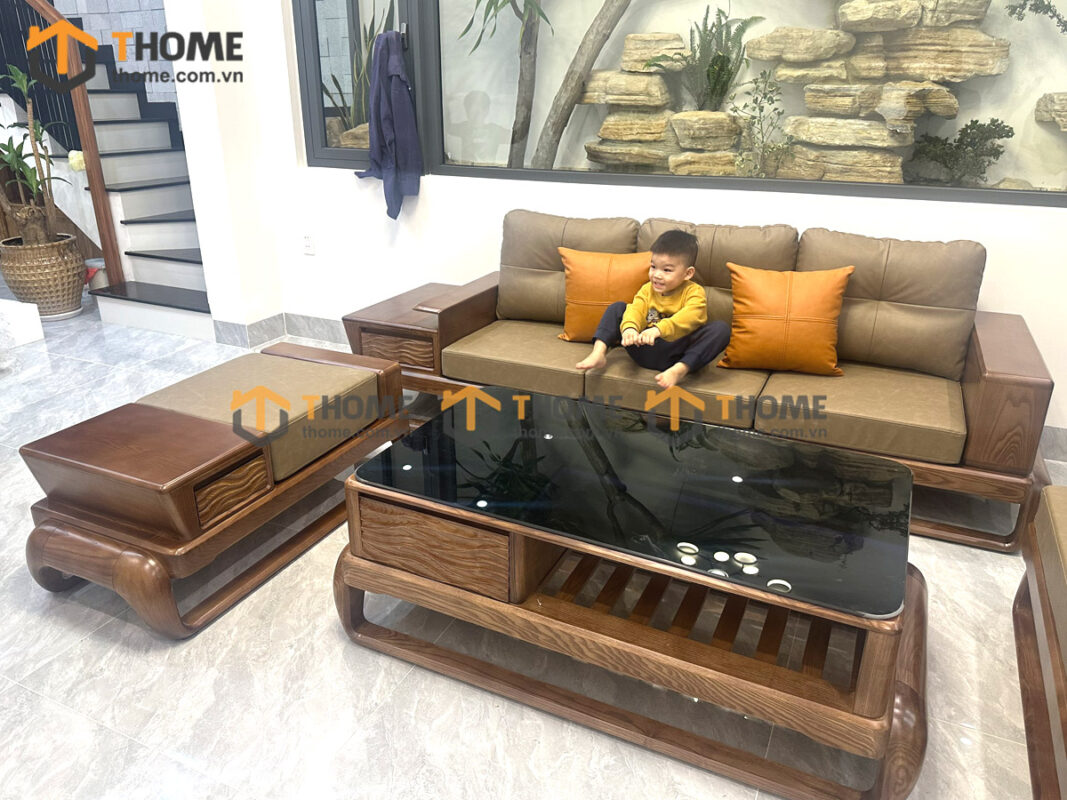 Sofa Baby-G Gỗ Sồi Tự Nhiên Chân Đùi Gà Màu Óc Chó SFĐ-10SN