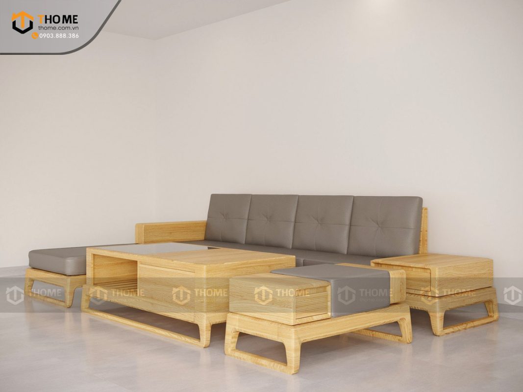 Sofa đối Bulova chân vuông màu tự nhiên SFĐ-05SN