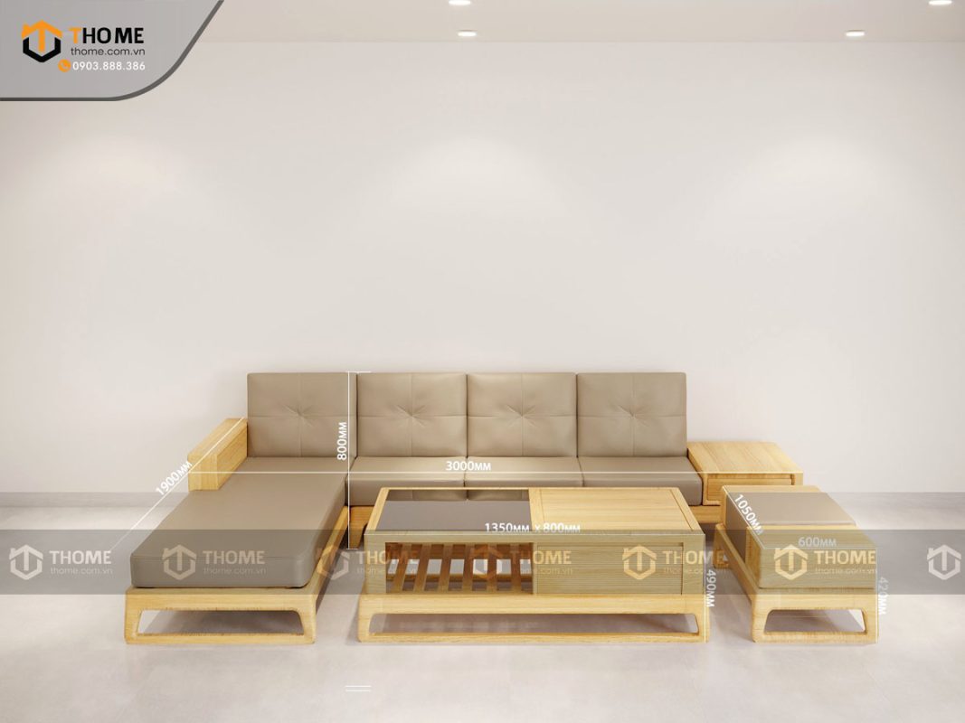 Sofa đối Bulova chân vuông màu tự nhiên SFĐ-05SN