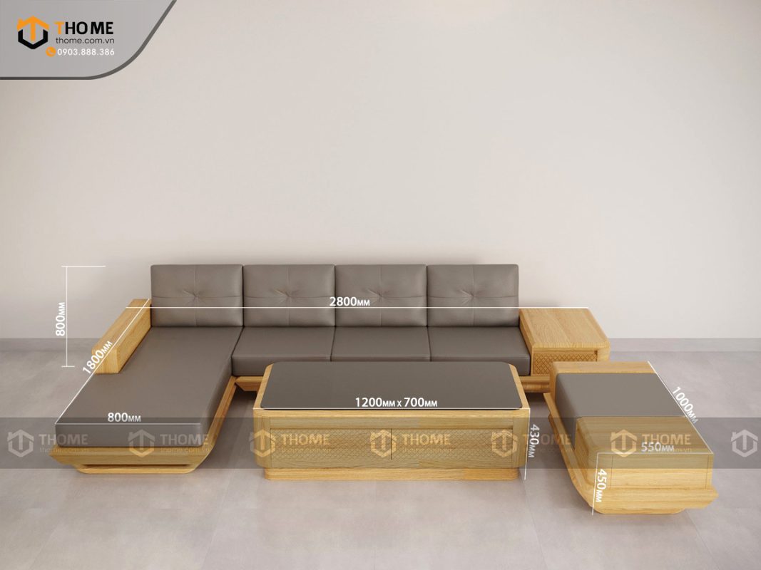 Sofa Hamilton góc chân chéo màu tự nhiên SFĐ-15SN
