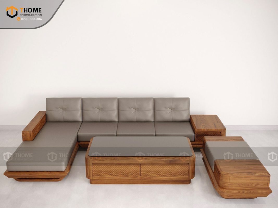Sofa Hamilton góc chân chéo màu óc chó SFĐ-16SN