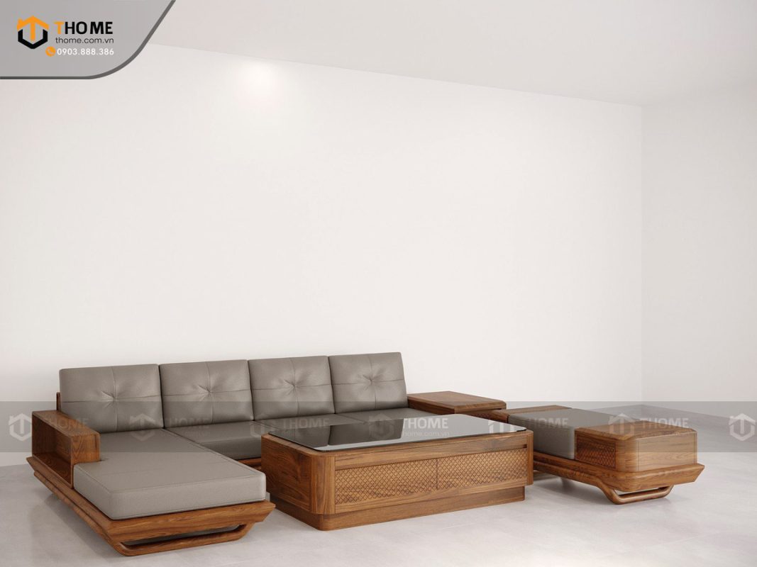 Sofa Hamilton góc chân chéo màu óc chó SFĐ-16SN