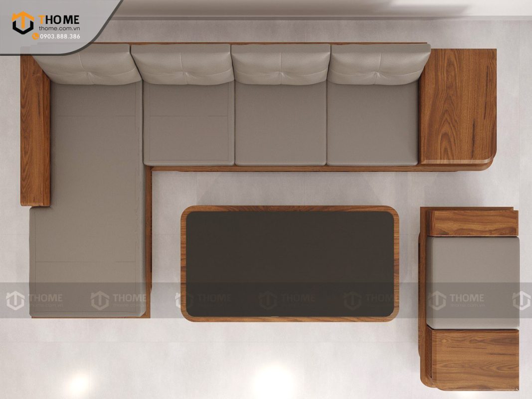 Sofa Hamilton góc chân chéo màu óc chó SFĐ-16SN