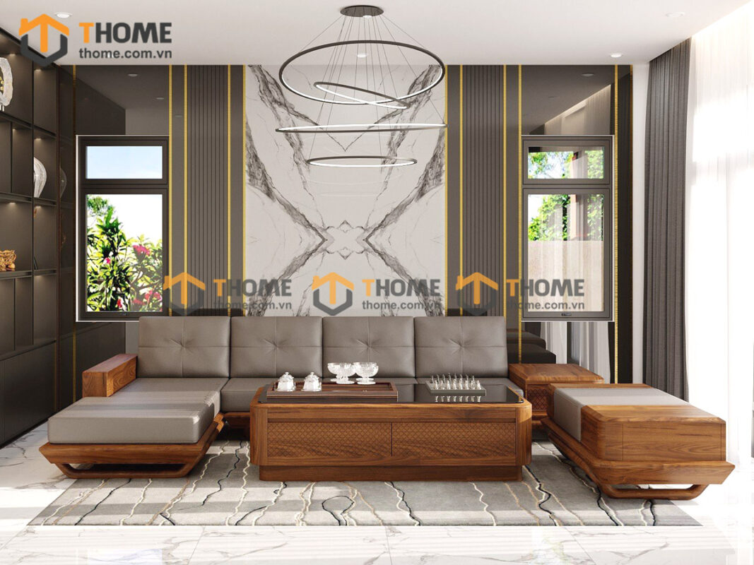 Sofa Góc Hamilton Gỗ Sồi Tự Nhiên Chân Chéo Màu Óc Chó SFĐ-16SN