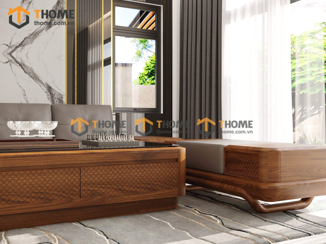 Sofa Góc Hamilton Gỗ Sồi Tự Nhiên Chân Chéo Màu Óc Chó SFĐ-16SN