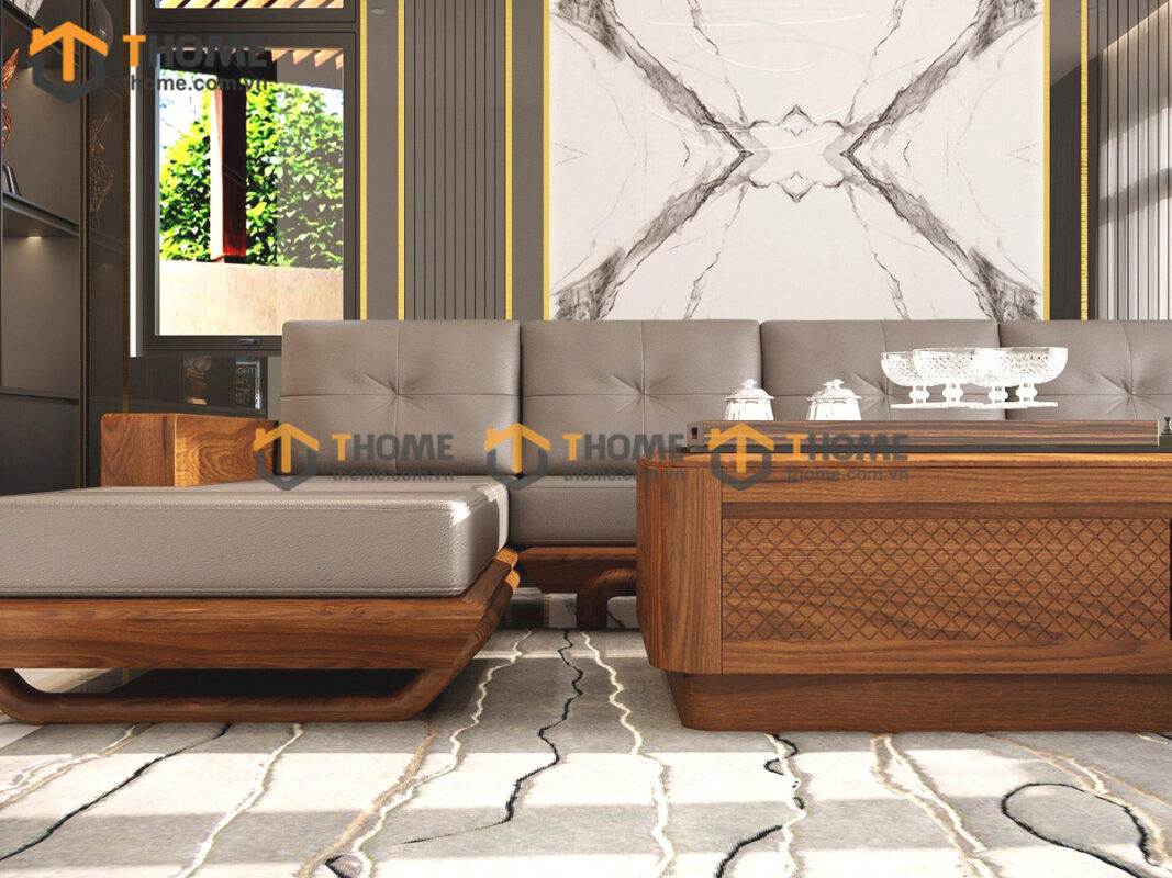 Sofa Góc Hamilton Gỗ Sồi Tự Nhiên Chân Chéo Màu Óc Chó SFĐ-16SN