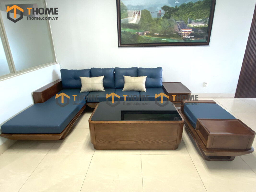 Sofa Góc Hamilton Gỗ Sồi Tự Nhiên Chân Chéo Màu Óc Chó SFĐ-16SN