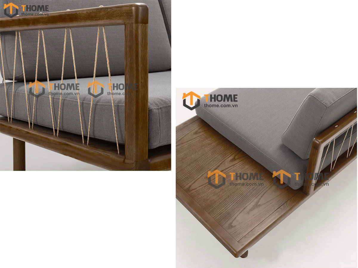 Sofa Harley Gỗ Sồi Tự Nhiên Màu Óc Chó 1.8m SFN-22SN