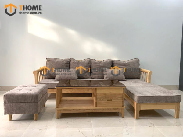 Sofa Góc Trái Jun Gỗ Sồi Tự Nhiên Màu Tự Nhiên 2.4m SFT-10SN