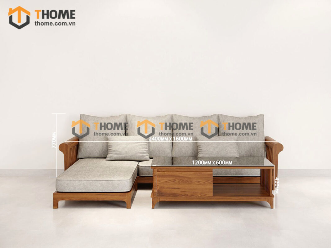 Sofa Jun góc trái màu óc chó 2.4m SFT-12SN