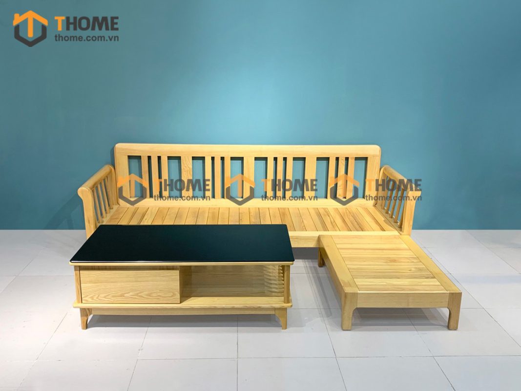 Sofa Jun màu tự nhiên góc phải 2.4m SFT-09SN