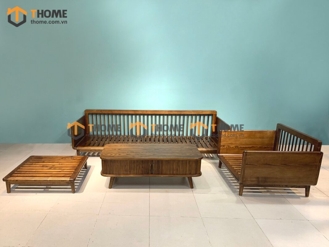 Sofa Kanta Gỗ Sồi Tự Nhiên Màu Óc Chó 2.4m SFT-21SN