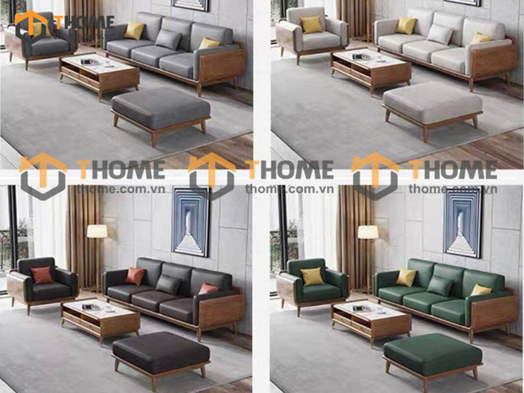 Sofa Kanta Gỗ Sồi Tự Nhiên Màu Óc Chó 2.4m SFT-21SN