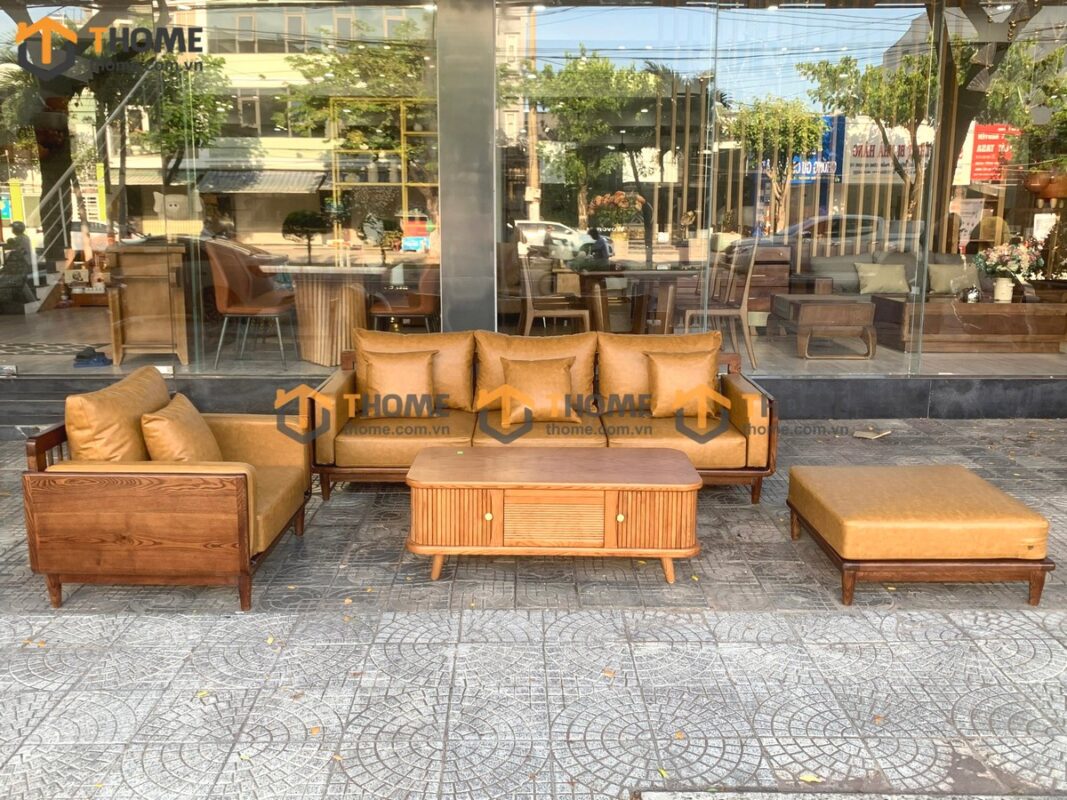 Sofa Kanta Gỗ Sồi Tự Nhiên Màu Óc Chó 2.4m SFT-21SN