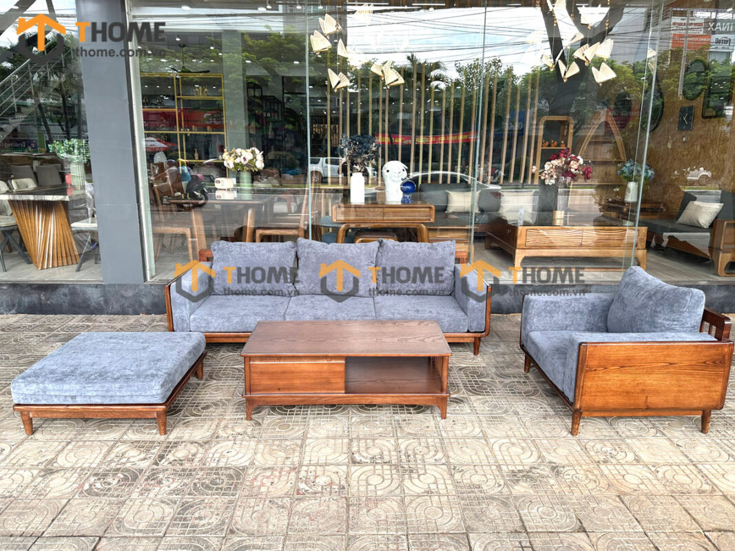 Sofa Kanta Gỗ Sồi Tự Nhiên Màu Óc Chó 2.4m SFT-21SN