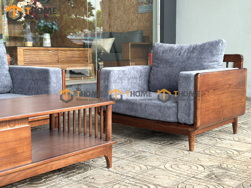 Sofa Kanta Gỗ Sồi Tự Nhiên Màu Óc Chó 2.4m SFT-21SN