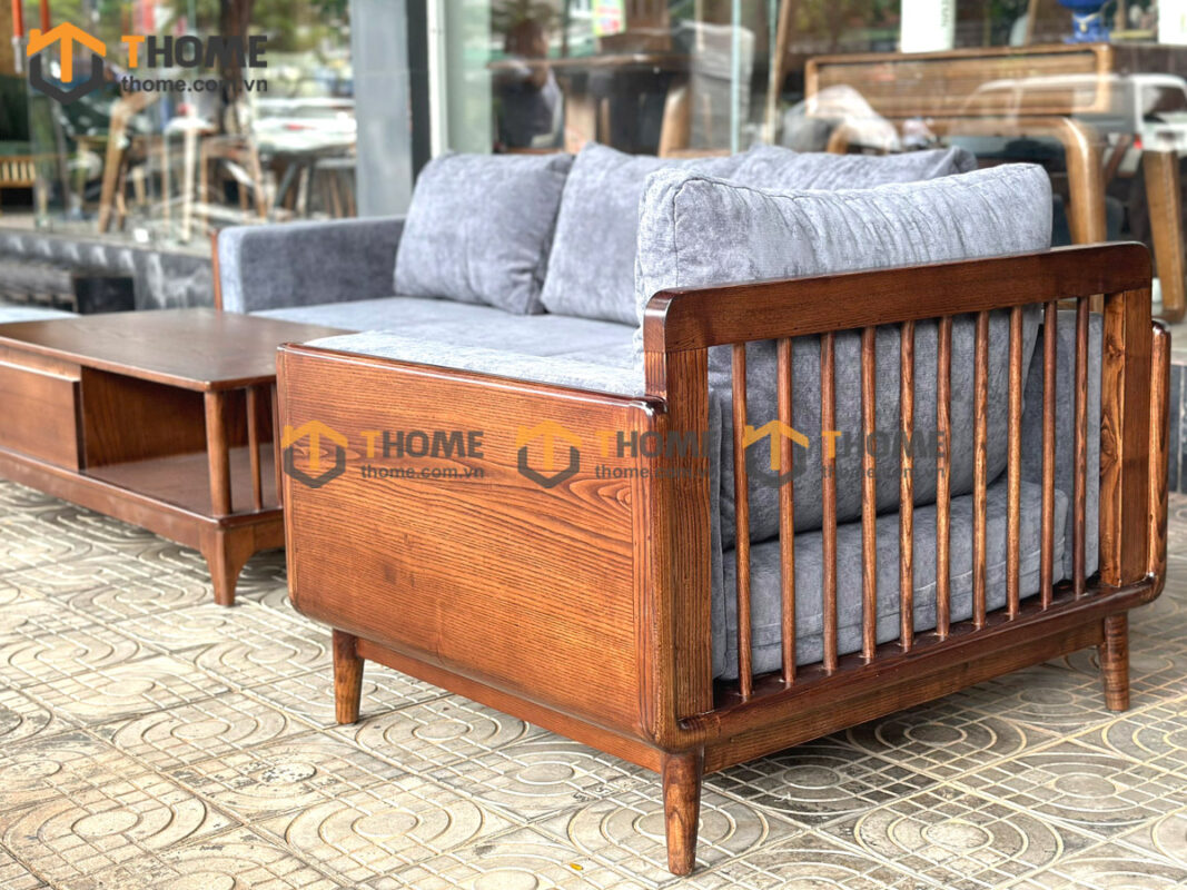 Sofa Kanta Gỗ Sồi Tự Nhiên Màu Óc Chó 2.4m SFT-21SN