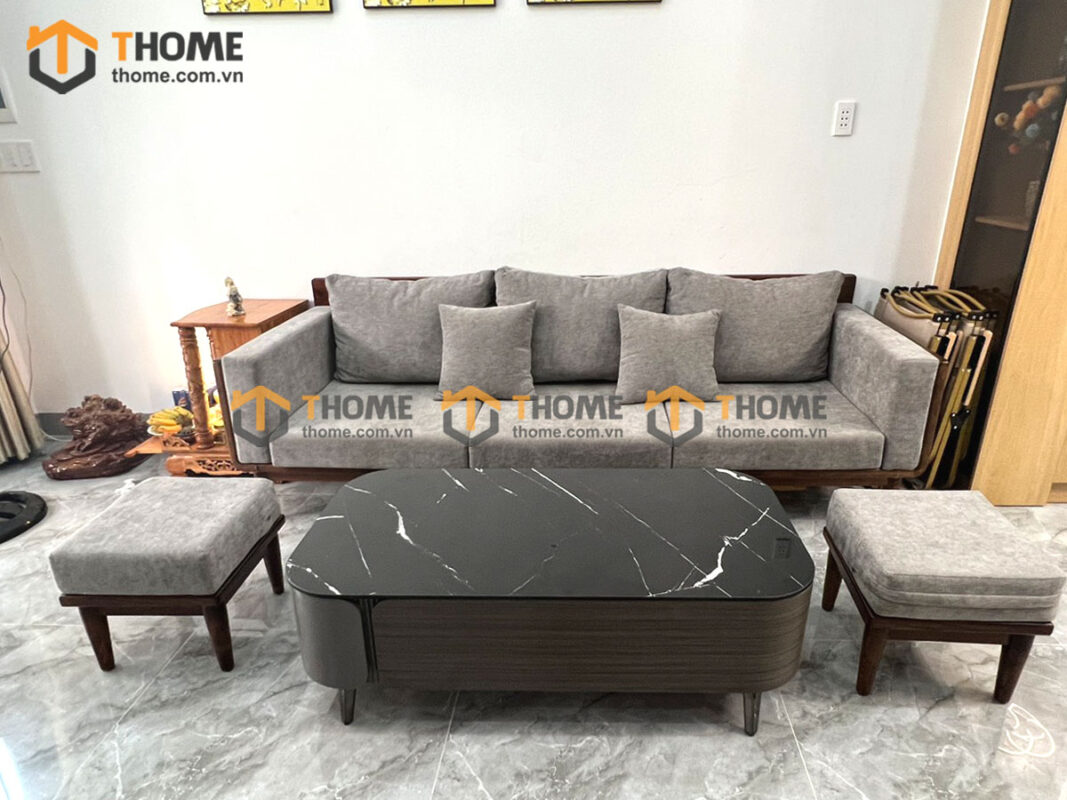 Sofa Kanta Gỗ Sồi Tự Nhiên Màu Óc Chó 2.4m SFT-21SN