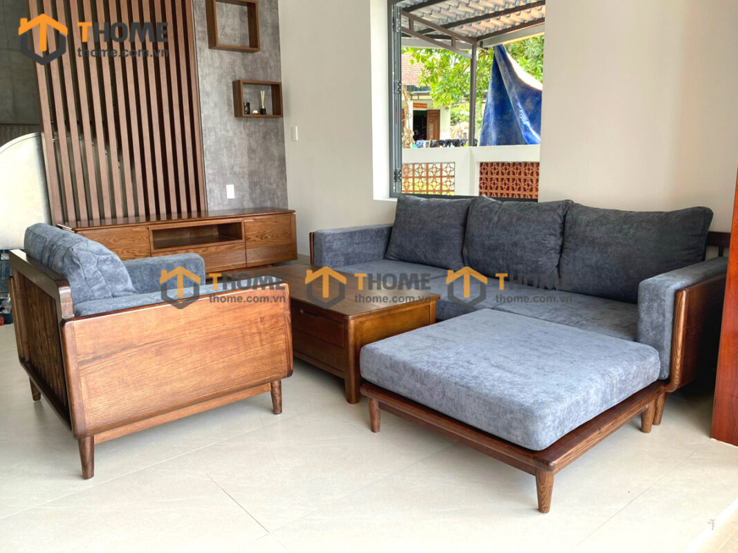 Sofa Kanta Gỗ Sồi Tự Nhiên Màu Óc Chó 2.4m SFT-21SN