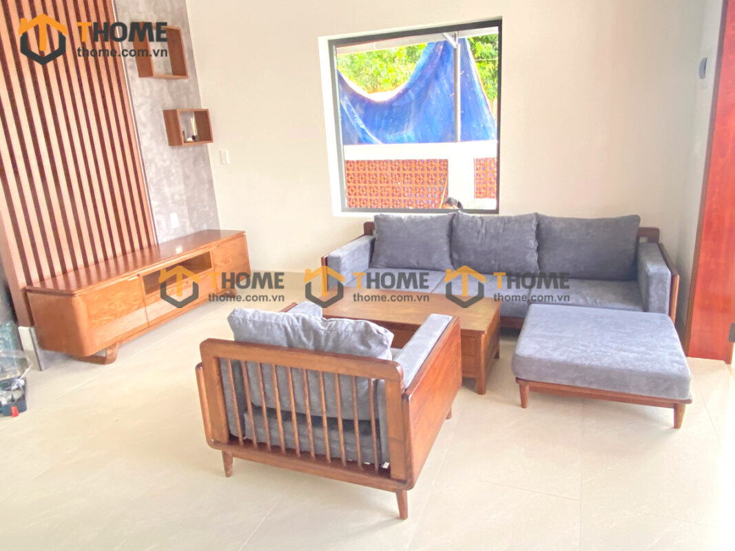Sofa Kanta Gỗ Sồi Tự Nhiên Màu Óc Chó 2.4m SFT-21SN