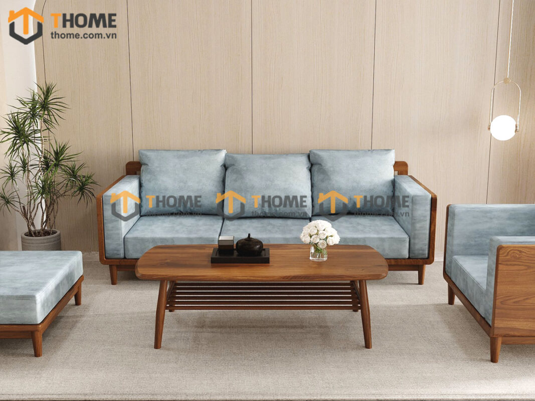 Sofa Kanta Gỗ Sồi Tự Nhiên Màu Óc Chó 2.4m SFT-21SN