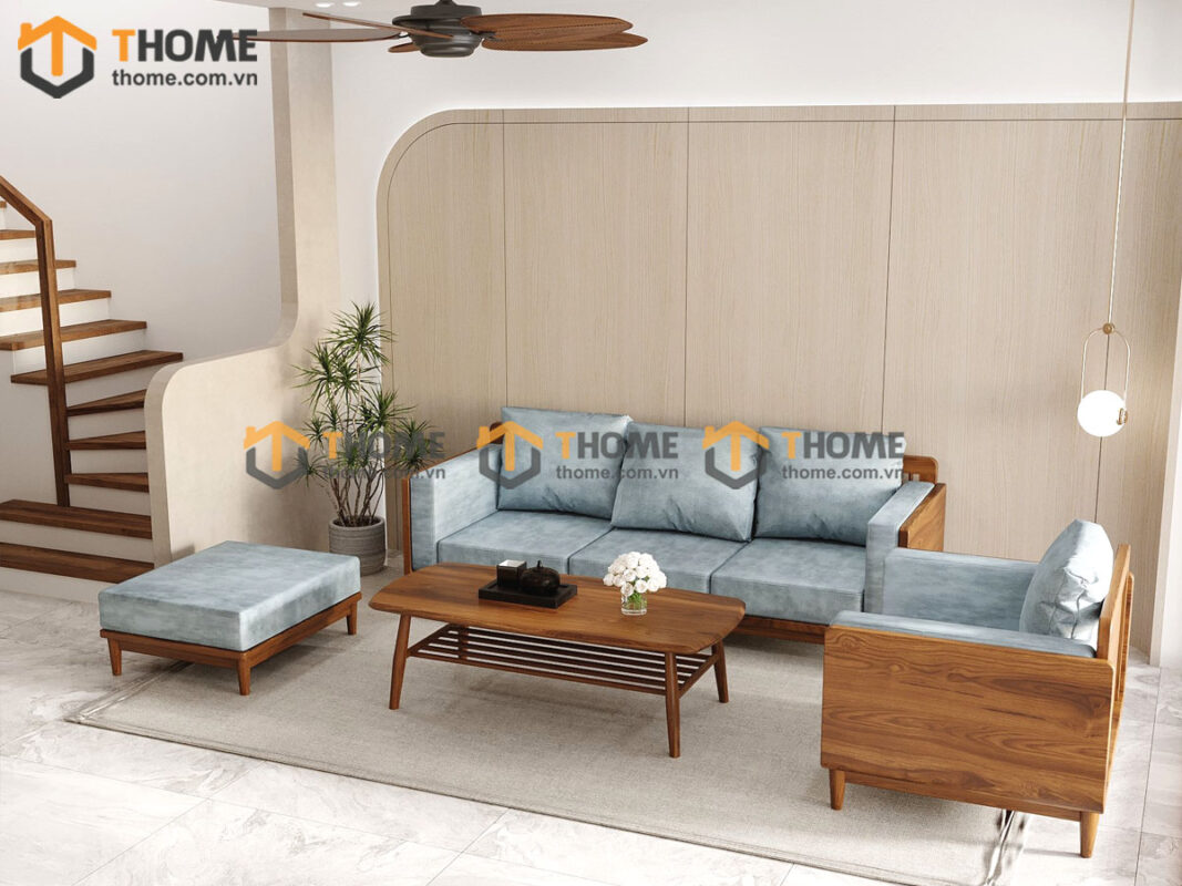 Sofa Kanta Gỗ Sồi Tự Nhiên Màu Óc Chó 2.4m SFT-21SN