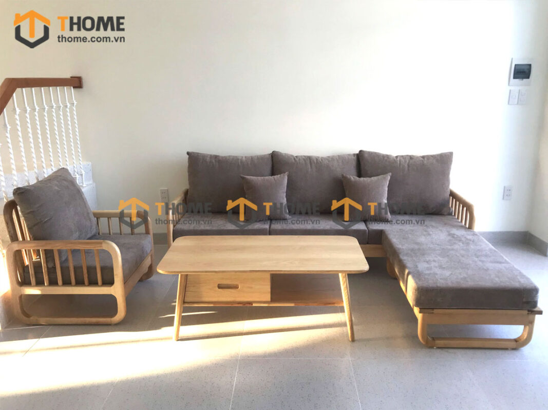 Sofa Góc Merci Gỗ Sồi Tự Nhiên Màu Tự Nhiên 2.3m SFT-07SN