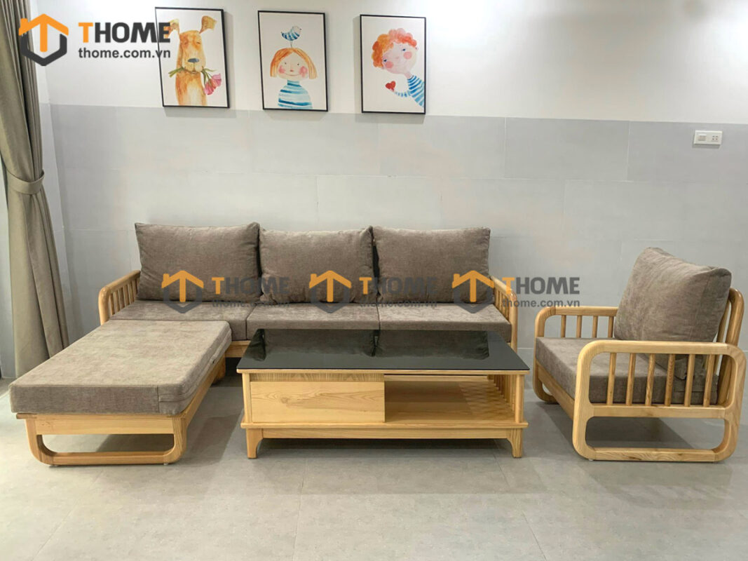 Sofa Góc Merci Gỗ Sồi Tự Nhiên Màu Tự Nhiên 2.3m SFT-07SN