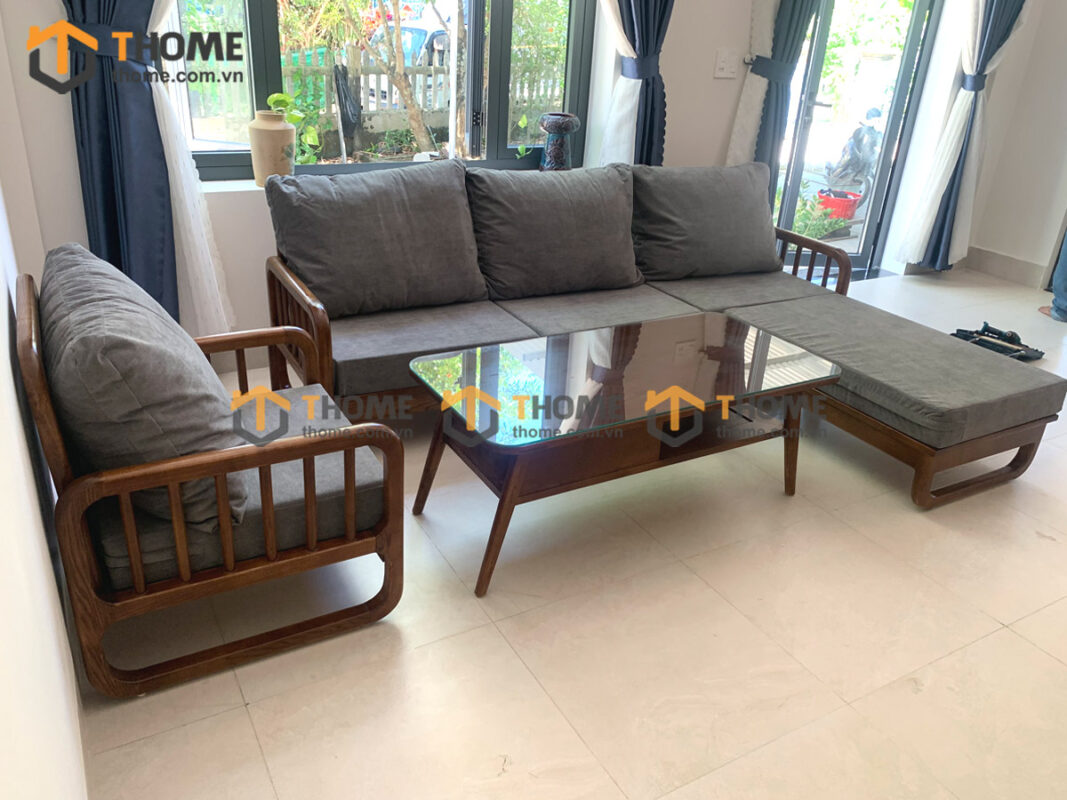 Bộ Sofa Merci Gỗ Sồi Tự Nhiên Màu Óc Chó 2.3m SFT-08SN