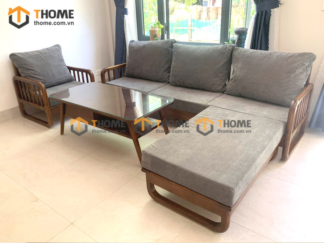 Bộ Sofa Merci Gỗ Sồi Tự Nhiên Màu Óc Chó 2.3m SFT-08SN